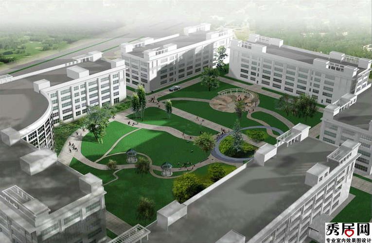 工厂楼前广场绿化景观平面设计效果图片 学校医院中心空地广场花园